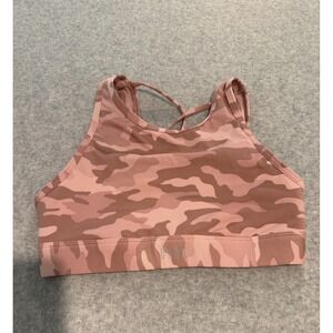 PINK Sports Bra Womens Small Pink Camo Ultimate Lightly Lined Activewear Strappy